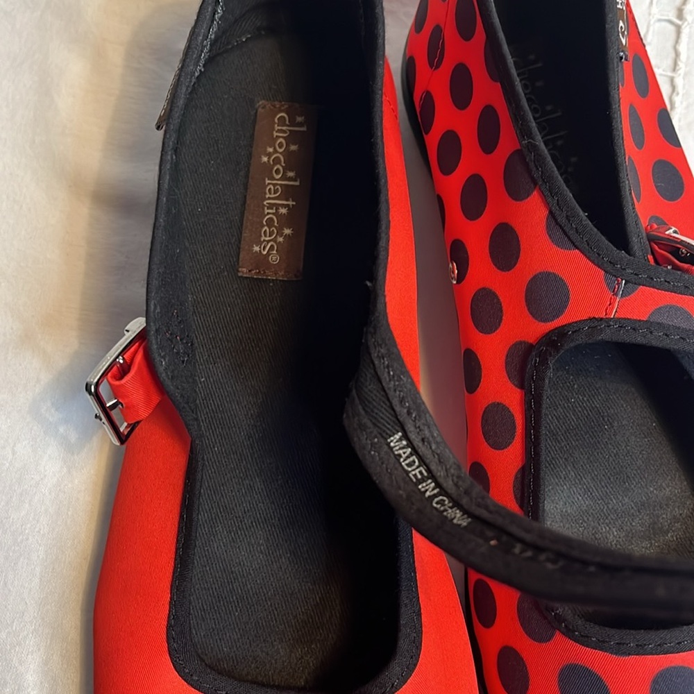 Red Mary Jane Flats with Ladybug Accent - Women Shoes Flats & Loafers - Picture 11 of 11
